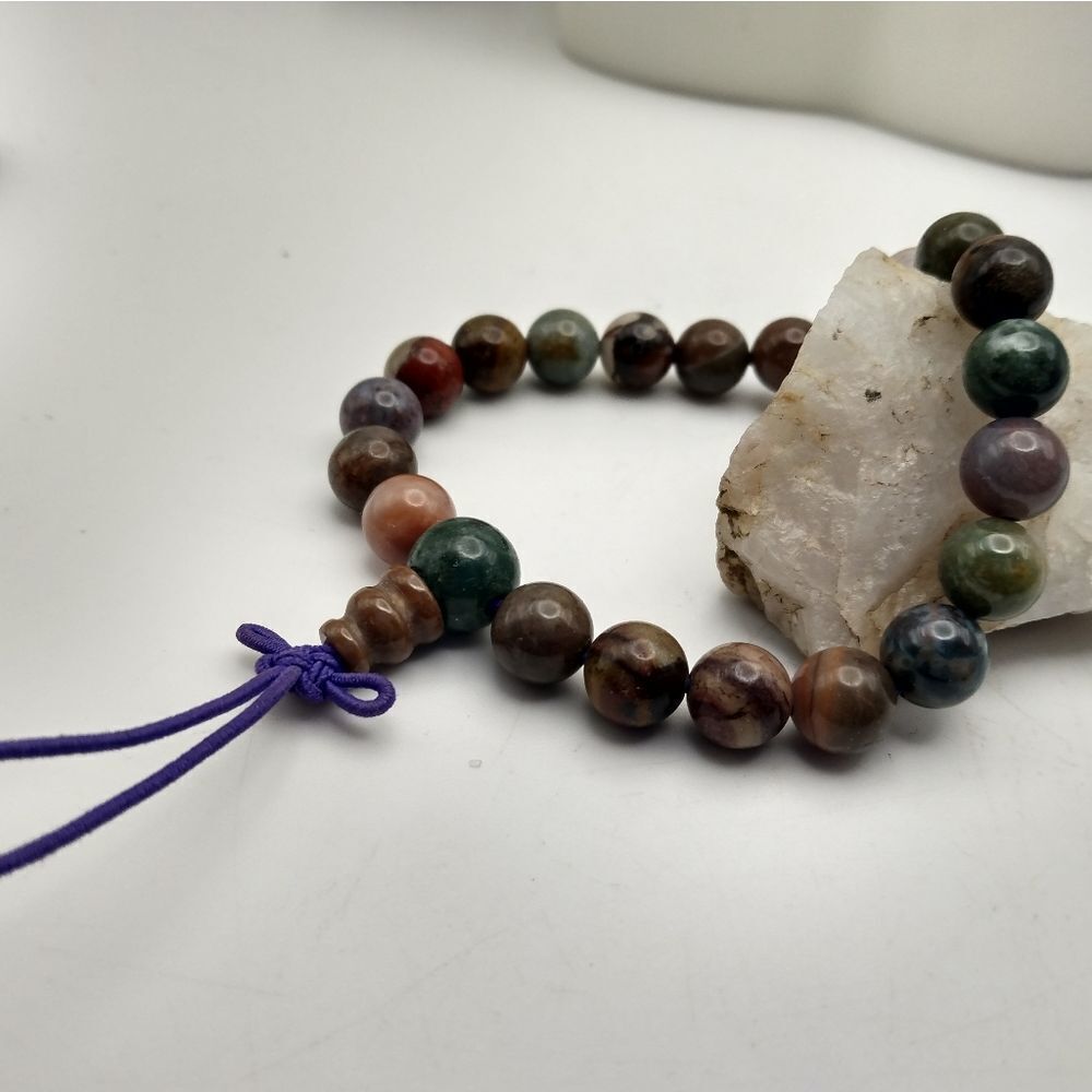 Tigers eye marbled Chakra healing bracelet B0422